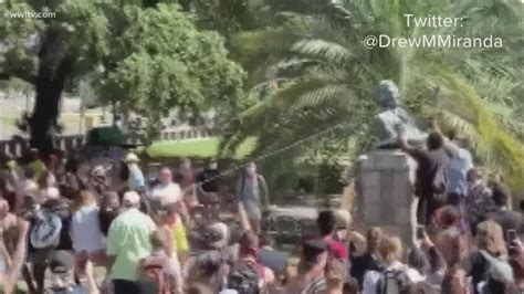 New Orleans Demonstrators Take Down Statue Of Prominent Slave Owner Throw It Into River Youtube