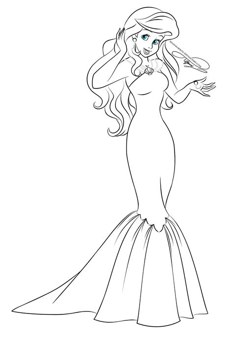 Lineart Glamorous Fashion Ariel By Selinmarsou On Deviantart Ariel