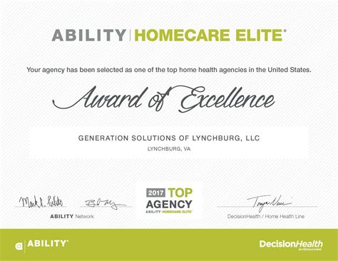 Quality service is our mission. Generation Solutions In-Home Elder Care Awards