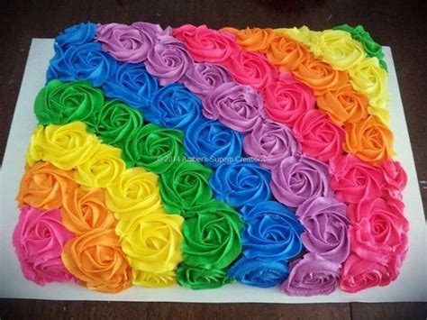 Maybe you would like to learn more about one of these? Rainbow Rosettes sheet cake | Pasteles de cumpleanos betun ...