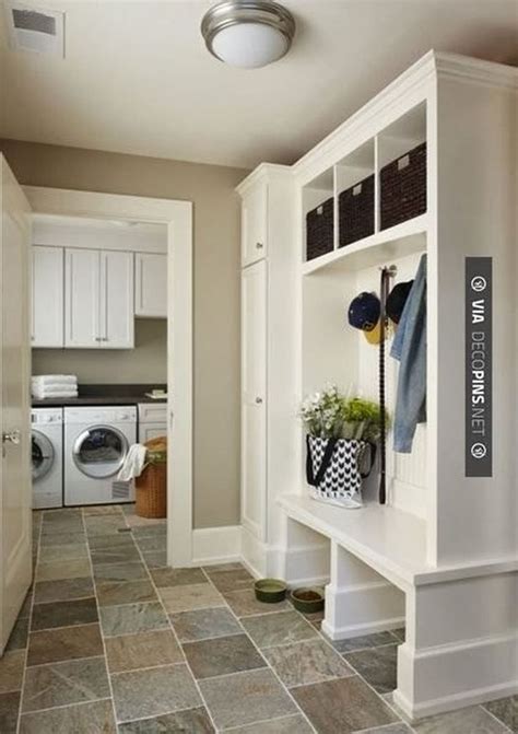Contemporary artwork, a lamp on the countertop and soft, warm colors make it very cozy. Best Laundry Mudroom Combo Ever Designed (11 | Laundry ...