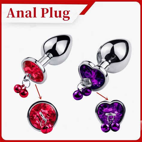 Metal Anal Plug Traction Chain 3 Colors Crystal Base With Bells Butt