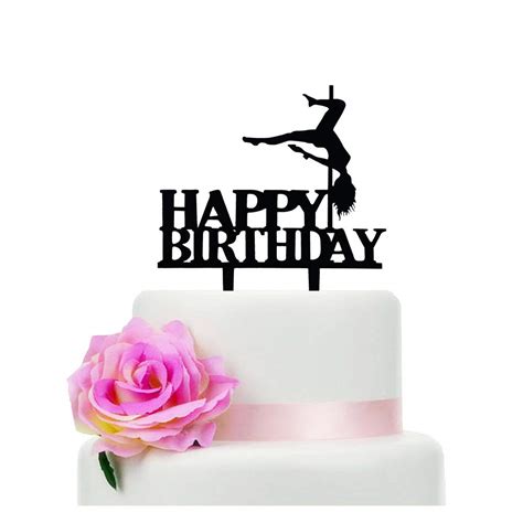 Buy Black Acrylic Pole Dancer Happy Birthday Cake Topper Birthday