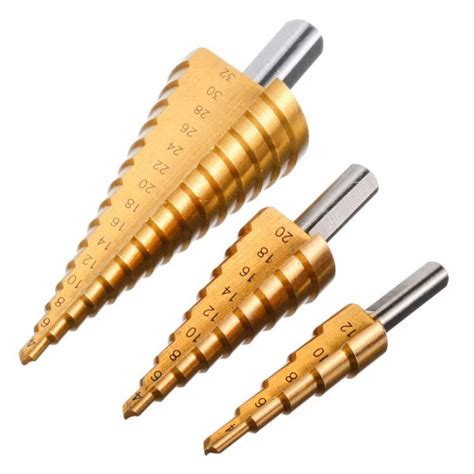 4 12 4 20 4 32 Mm Hss Titanium Coated Step Drill Bit Drilling Power Tools For Metal High Speed
