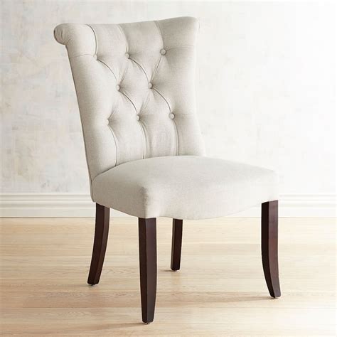 Dining Chairs Colette Flax Dining Chair With Espresso Legs Tufted