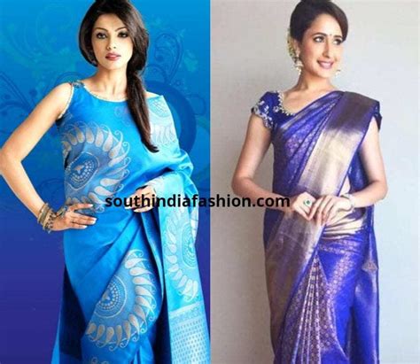 4 Perfect Blouse Combinations For Blue Pattu Sarees