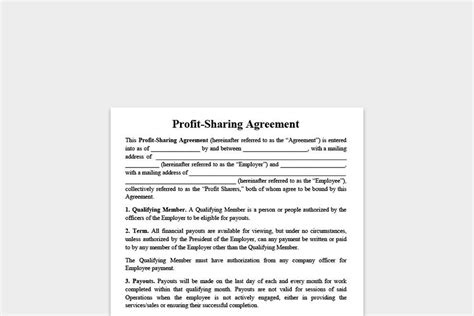 Free Profit Sharing Agreement Template Pdf