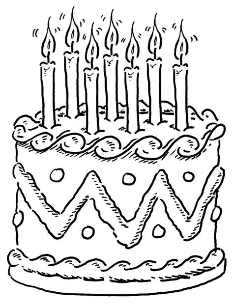 Pin Birthday Cakes Coloring Pages Seven Candles Cake On Pinterest