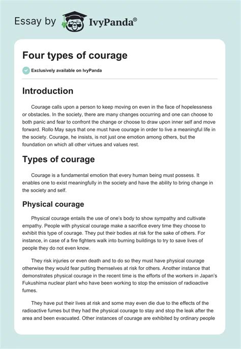 Four Types Of Courage 1099 Words Essay Example