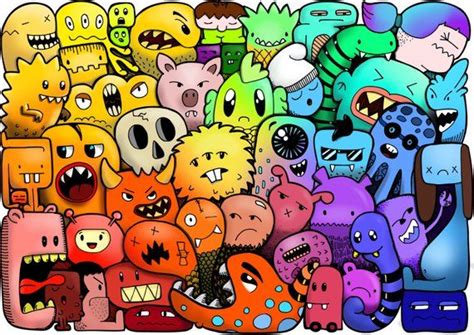 Mini drawings cool art drawings doodle drawings art drawings sketches easy drawings tattoo design drawings cute tattoos body art tattoos graffiti letters: 3 Doodle Monster Coloring Pages in 2020 | Doodle art ...