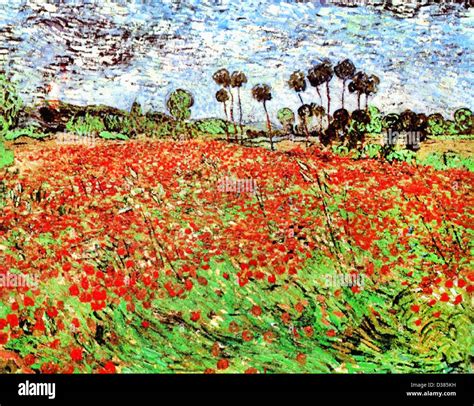 Vincent Van Gogh Field With Poppies 1890 Post Impressionism Oil On