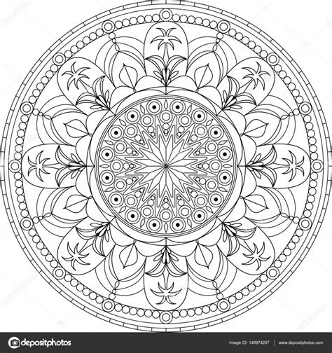 Circle mandala adult coloring page, with palm tree ⬇ Vector Image by