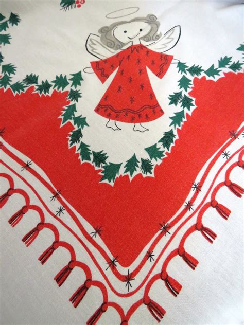 1950s Vintage Startex Angels Christmas Tablecloth Whimsical Etsy