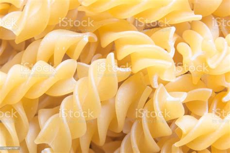 Dried Fusilli Italian Pasta Ready To Be Cooked Fusilli Background Stock