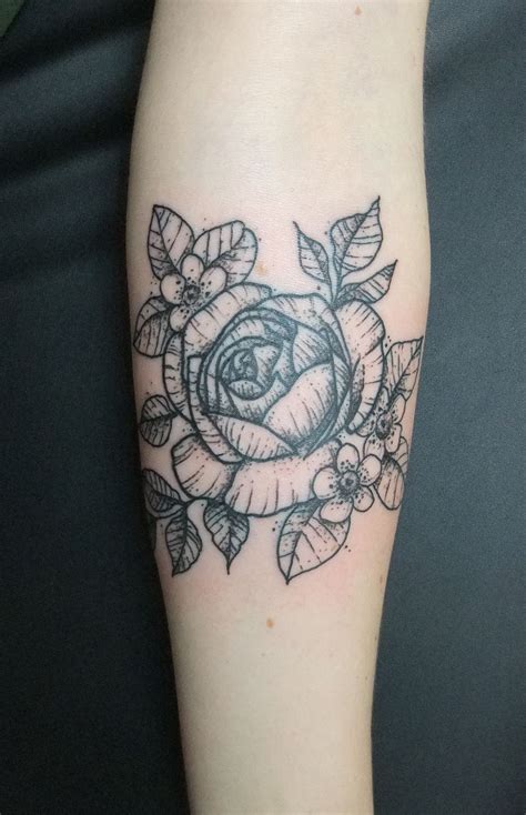 My First Tattoo — English Rose With Tea Leaves And Tea Flowers Art And