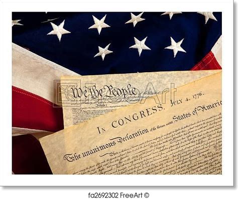 Free Art Print Of American Historic Documents On A Flag Declaration