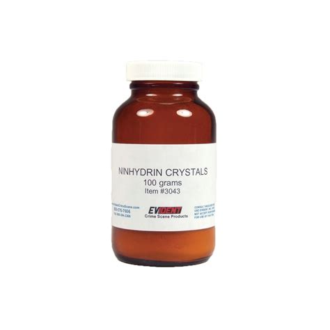 The sealed glass tubes are filled with a solid carrier material containing reagents that discolour on contact with specific contaminants. Ninhydrin Reagent Crystals - 25 grams | ShopEVIDENT.com