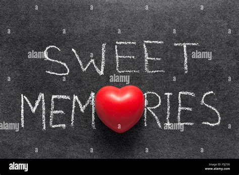 Sweet Memories Phrase Handwritten On Chalkboard With Red Heart Used