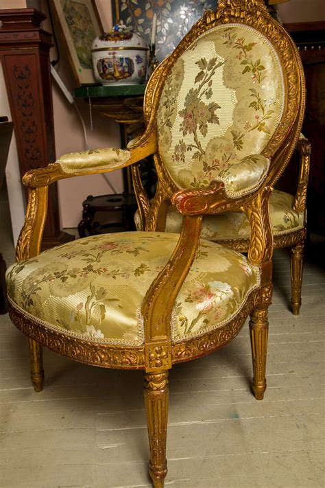 Pair Louis Xvi Style Giltwood Fauteuils At 1stdibs