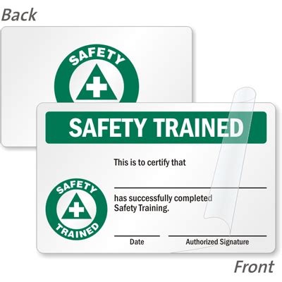 Hazardous locations where carbon monoxide is a problem or a special forklift is needed. 2-Sided Safety Trained Certified Card - Training Wallet ...