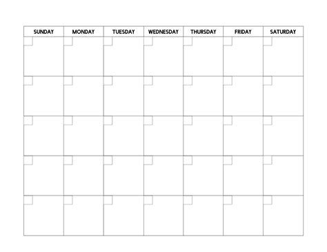 Blank Calendar Pages Free Printable
