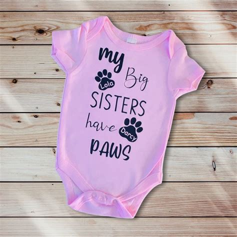 Personalised My Sisters Have Paws Baby Grow Customised Pet Etsy Uk