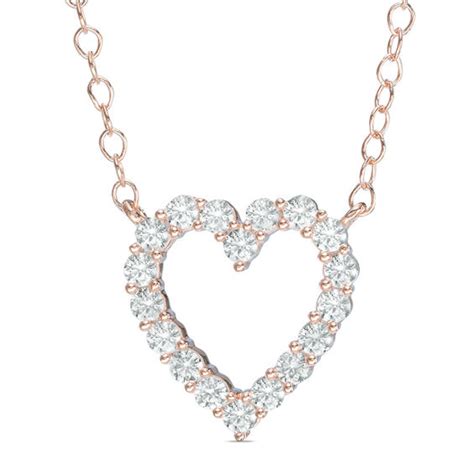 12 Ct Tw Diamond Heart Necklace In 14k Rose Gold Heart Necklaces