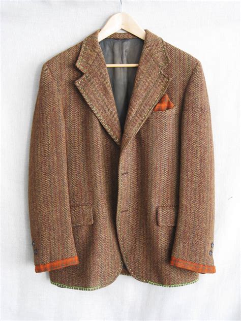 Vintage Mens Tweed Jacket Sport Coat Preppy Blazer Harris Tweed