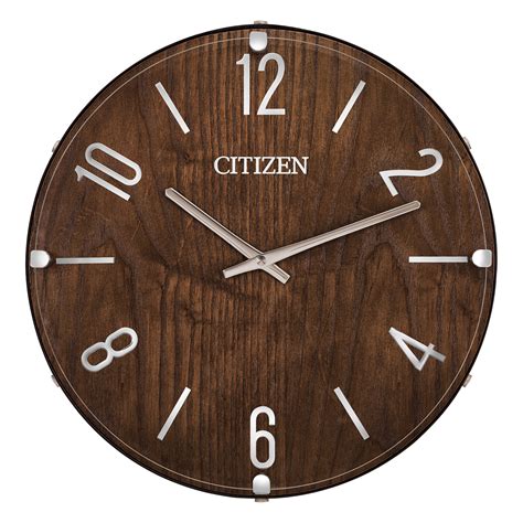 Citizen Gallery Dark Wood Frame Wall Clock With Silver Tone Markers