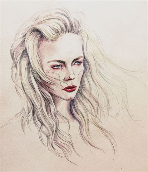 Artist Koolaur Watercolor On Paper Figurative Art Beautiful Female