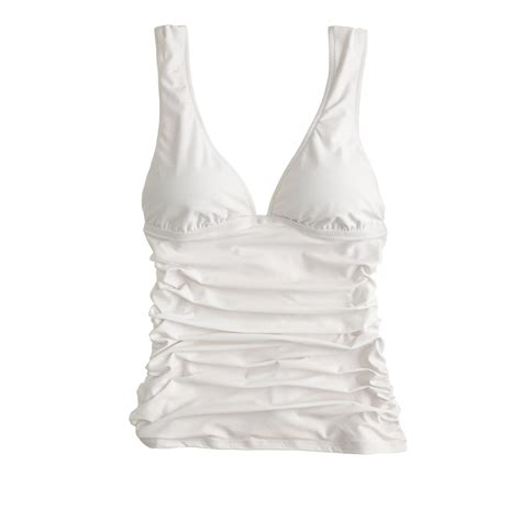 j crew ruched tankini top in white lyst