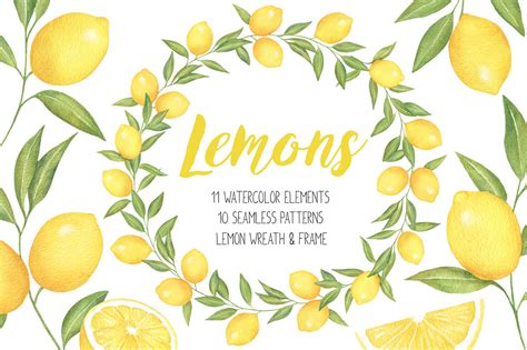 Maybe you would like to learn more about one of these? Lemon and Citrus Watercolor Clipart, Lemon wreath ...