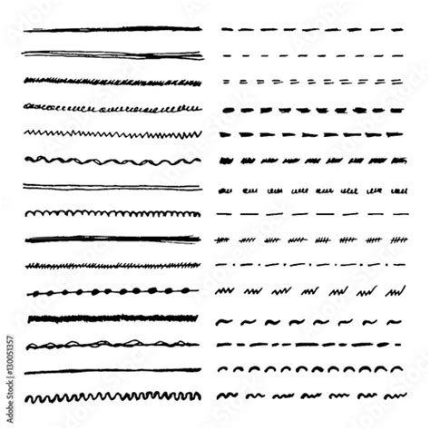 Set of hand drawn lines. Vector dotted, zigzag, wavy and straight lines