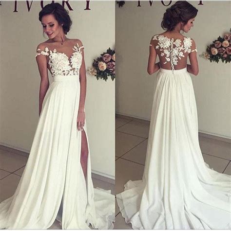 We got you some best curated wedding dresses on aliexpress. Ivory Chiffon Lace Elegant Long Wedding Dresses,Cheap A ...