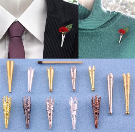 Deco Poirot Brooch Lapel Pin Vase Posy Holder Corsage Buttonhole Boutonniere Home