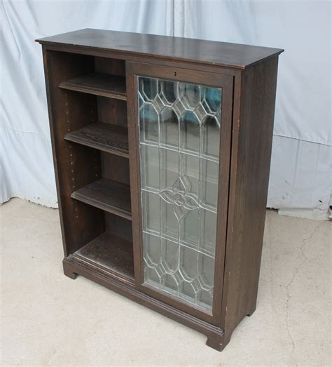 Bowman vintage oak bookcase with fall front desk compartment. Bargain John's Antiques | Oak Bookcase - leaded glass ...