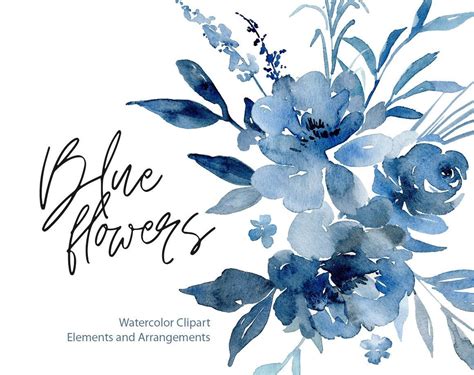 Freebie images, free design resources, free digital flowers,. Blue Watercolor Flowers Clipart Watercolour Floral Clip ...