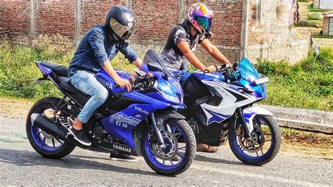 Hai am aneesh,student of aimation,i have always loved sports bikes,like yamaha r1,honda cbr , kavasaki ninja,ktm duke, suzuki hayabuza,gsxr and more. R15 V3 Bs6 Vs Pulsar Rs200 Race - YouTube