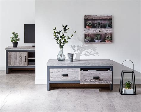 Industrial style comes to the living room via the boston coffee table. Boston 2 Drawer Coffee Table