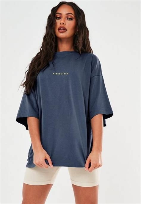 Navy Missguided Drop Shoulder Oversized T Shirt Tshirt Outfits