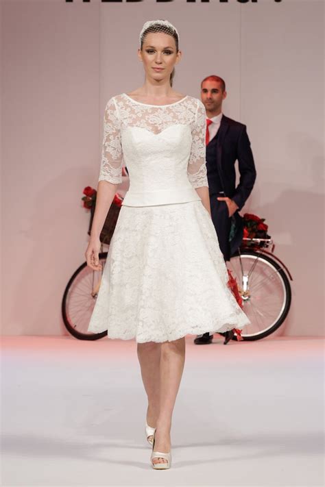 Mae Vintage Style Lace Tea Length Wedding Dress With Sleeves Buy Online