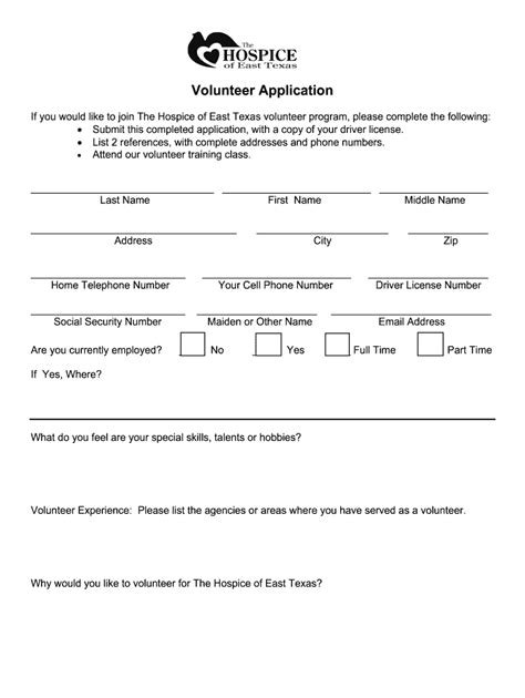 Hospice Volunteer Form Fill Out And Sign Online Dochub