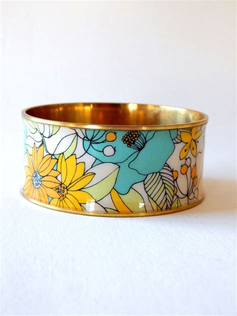Vintage Floral Brass Cuff Bracelet Twos Company India