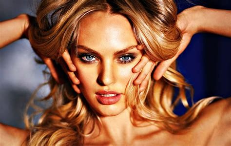 Candice Swanepoel Girl Model Blonde Beauty Face Woman Blue Hd