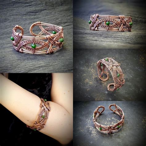 Copper Wire Wrap Bracelet With Chrome Diopside Arm Cuff Etsy Arm