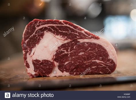 Close Up Marbled Raw Red Meat Steak Stock Photo Alamy