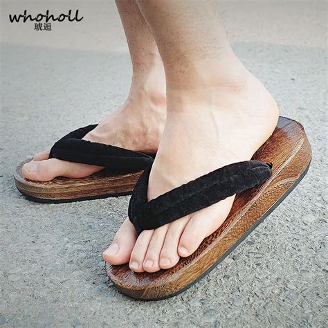 Whoholl Geta Summer Sandals Man Japanese Wooden Slippers Cos Clogs Men