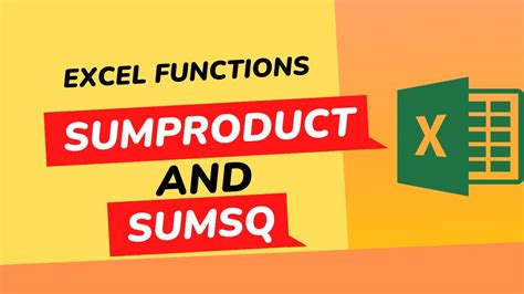 Sumproduct And Sumsq Excel Functions Computeracademy665 Youtube