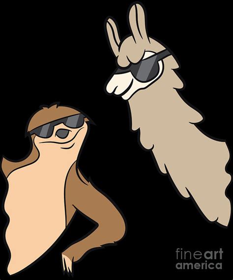 Sloth And Llama With Sunglasses Love Sloths And Alpacas Digital Art By
