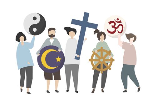 People Holding Diverse Religious Symbol Illustration Download Free